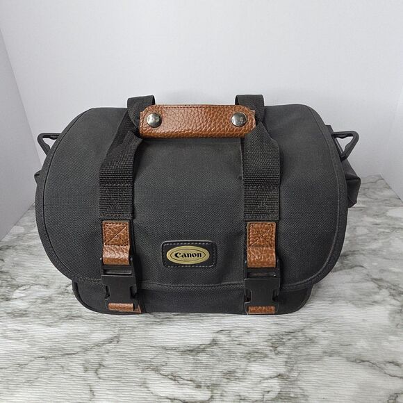 Vintage 1990s Canon Black Camera Bag Pockets Compartments - Picture 2 of 8